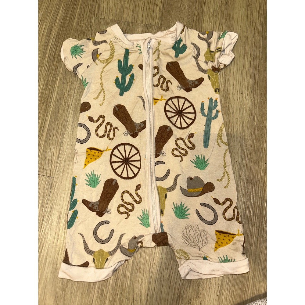 Little Sleepies Giddy Up Bamboo Viscose Short Sleeve Zip Romper 6-12 Months